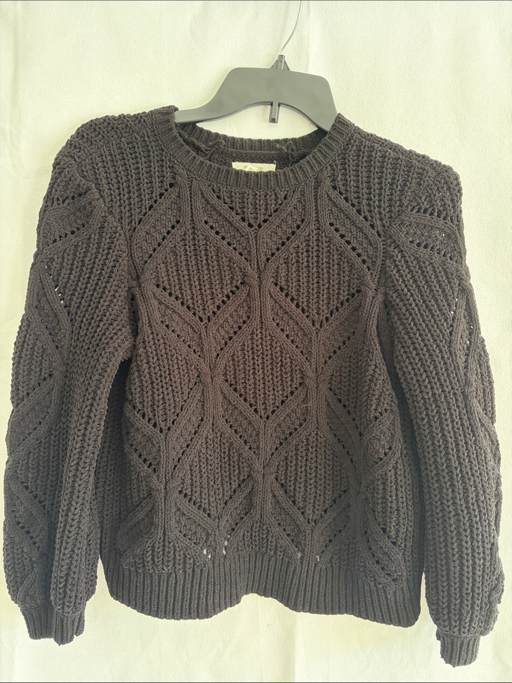 Maurices Black Open-Knit Scoopneck Sweater, XS